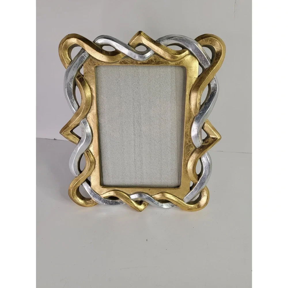 Gold and Silver Infinity Interlaced Knot Picture Frame 4x6 Tabletop Decor